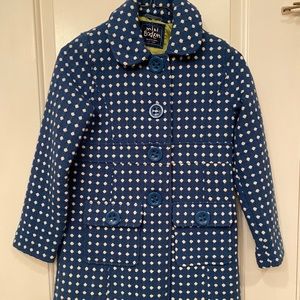Mini Boden. Blue Dot Wool mix Dress coat